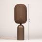 Foto 75610-1 maatindicatie:  Bruine, smalle tafellamp met langwerpige lampion kap