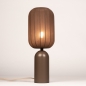 Foto 75610-2:  Bruine, smalle tafellamp met langwerpige lampion kap