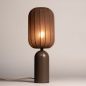 Foto 75610-3:  Bruine, smalle tafellamp met langwerpige lampion kap