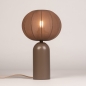 Foto 75614-2:  Bruine, smalle tafellamp met lampion kap