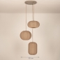 Foto 75665-1 maatindicatie: Hanglamp in japandi stijl met drie lampionnen van taupe stof