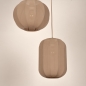 Foto 75665-15: Hanglamp in japandi stijl met drie lampionnen van taupe stof