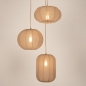 Foto 75665-2: Hanglamp in japandi stijl met drie lampionnen van taupe stof