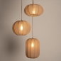 Foto 75665-3: Hanglamp in japandi stijl met drie lampionnen van taupe stof