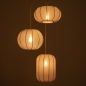 Foto 75665-4: Hanglamp in japandi stijl met drie lampionnen van taupe stof