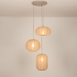 Foto 75665-6: Hanglamp in japandi stijl met drie lampionnen van taupe stof