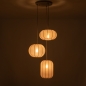 Foto 75665-8: Hanglamp in japandi stijl met drie lampionnen van taupe stof