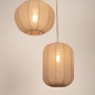Foto 75665-9: Hanglamp in japandi stijl met drie lampionnen van taupe stof