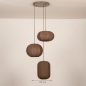 Foto 75666-1 maatindicatie: Hanglamp in japandi stijl met drie lampionnen van bruine stof
