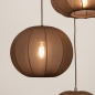 Foto 75666-13: Hanglamp in japandi stijl met drie lampionnen van bruine stof