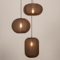 Foto 75666-2: Hanglamp in japandi stijl met drie lampionnen van bruine stof