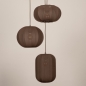 Foto 75666-6: Hanglamp in japandi stijl met drie lampionnen van bruine stof