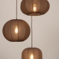 Foto 75666-7: Hanglamp in japandi stijl met drie lampionnen van bruine stof