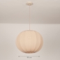 Foto 75669-1 maatindicatie: Japandi Hanglamp Beige – Grote ronde lampionkap stof met een diameter van 55 cm