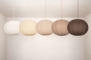 Foto 75669-11: Japandi Hanglamp Beige – Grote ronde lampionkap stof met een diameter van 55 cm