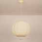 Foto 75670-1 maatindicatie: Japandi Hanglamp Botergeel – Grote ronde lampionkap stof met een diameter van 55 cm