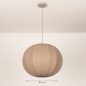 Foto 75671-1 maatindicatie: Japandi Hanglamp Taupe – Grote ronde lampionkap stof met een diameter van 55 cm
