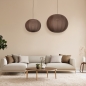 Foto 75672-12: Japandi Pendelleuchte Braun. Große runde Lampionlampe mit einem Durchmesser von 55 cm
