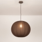 Foto 75672-3: Japandi Hanglamp Bruine – Grote ronde lampionkap stof met een diameter van 55 cm