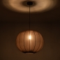 Foto 75672-4: Japandi Hanglamp Bruine – Grote ronde lampionkap stof met een diameter van 55 cm