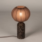 Foto 75679-3: Bruine, luxe, marmeren tafellamp met ronde lampion kap