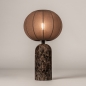 Foto 75679-5: Bruine, luxe, marmeren tafellamp met ronde lampion kap