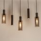 Foto 75703-6: Hanglamp in een koffiekleur met GU10 kokers en champagnekleurige glazen