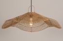 Foto 75732-3: Grote ronde hanglamp van rotan aan een zwart snoer