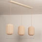Foto 75734-1 maatindicatie: Japandi hanglamp met drie lampion kappen in beige kleur