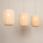 Foto 75734-2: Japandi hanglamp met drie lampion kappen in beige kleur