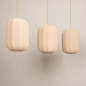 Foto 75734-6: Japandi hanglamp met drie lampion kappen in beige kleur