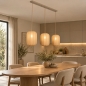 Foto 75735-14: Japandi hanglamp met drie lampion kappen in taupe kleur