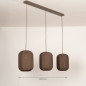 Foto 75736-1 maatindicatie: Japandi hanglamp met drie lampion kappen in bruin kleur