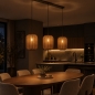 Foto 75736-12: Japandi hanglamp met drie lampion kappen in bruin kleur