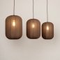 Foto 75736-2: Japandi hanglamp met drie lampion kappen in bruin kleur