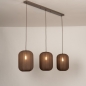 Foto 75736-3: Japandi hanglamp met drie lampion kappen in bruin kleur
