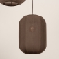 Foto 75740-11: Hanglamp XL in japandi stijl met drie lampionnen van bruine stof