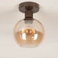 Foto 75778-3: Bruine plafondlamp met bol van champagnekleurig glas