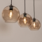 Foto 75779-4: Trendy hanglamp voorzien van drie glazen bollen in een champagnekleur