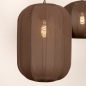 Foto 75806-7: Grote japandi hanglamp met vijf lampionnen van bruine stof en ovale plafondplaat