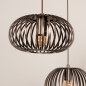 Foto 75863-11: Geborsteld koffiebruine hanglamp met vijf open kappen aan een ovale plafondplaat