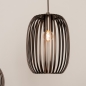 Foto 75863-13: Geborsteld koffiebruine hanglamp met vijf open kappen aan een ovale plafondplaat