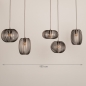Foto 75863-15: Geborsteld koffiebruine hanglamp met vijf open kappen aan een ovale plafondplaat