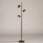 Foto 75864-5: Geborsteld koffiebruine staande vloerlamp met drie verstelbare spots