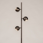 Foto 75864-8: Geborsteld koffiebruine staande vloerlamp met drie verstelbare spots