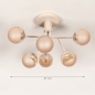 Foto 75892-2: Beige plafondlamp met zes champagnekleurige bollen