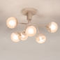 Foto 75892-4: Beige plafondlamp met zes champagnekleurige bollen