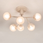 Foto 75892-5: Beige plafondlamp met zes champagnekleurige bollen