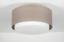 Foto 87179-2: Moderne plafondlamp voorzien van een dubbele kap in de kleuren taupe / wit.