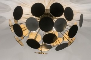 plafondlamp 11507 design landelijk rustiek modern retro aluminium zwart goud